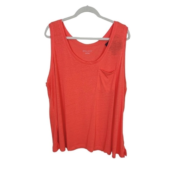 NWT Ava & Viv Linen Blend Scoop Neck Orange Tank Top 4X - Picture 2 of 6